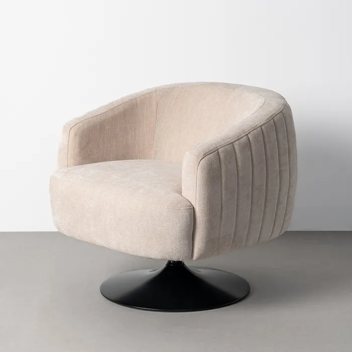 SILLÓN GIRATORIO CREMA TEJIDO-METAL 73 X 80 X 73 CM - Imagen 6
