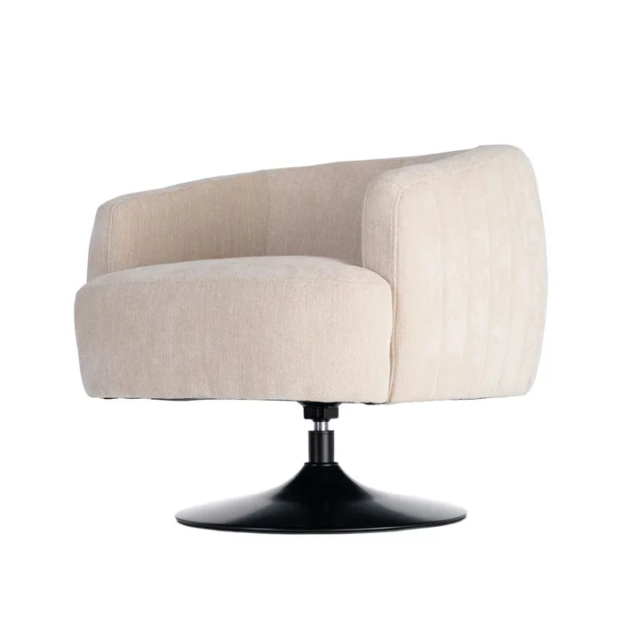 SILLÓN GIRATORIO CREMA TEJIDO-METAL 73 X 80 X 73 CM - Imagen 4