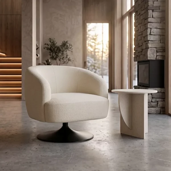 SILLÓN GIRATORIO CREMA TEJIDO-METAL 73 X 80 X 73 CM