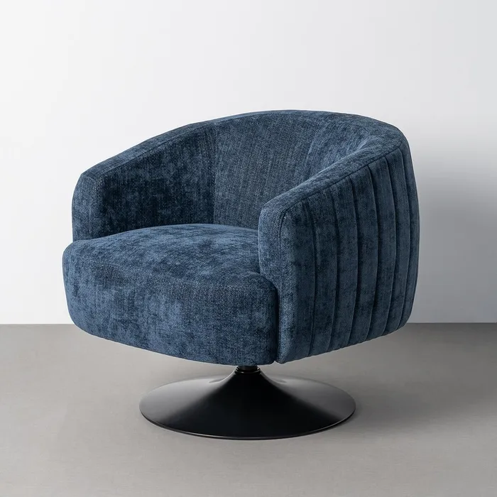 SILLÓN GIRATORIO AZUL TEJIDO-METAL 73 X 80 X 73 CM - Imagen 6