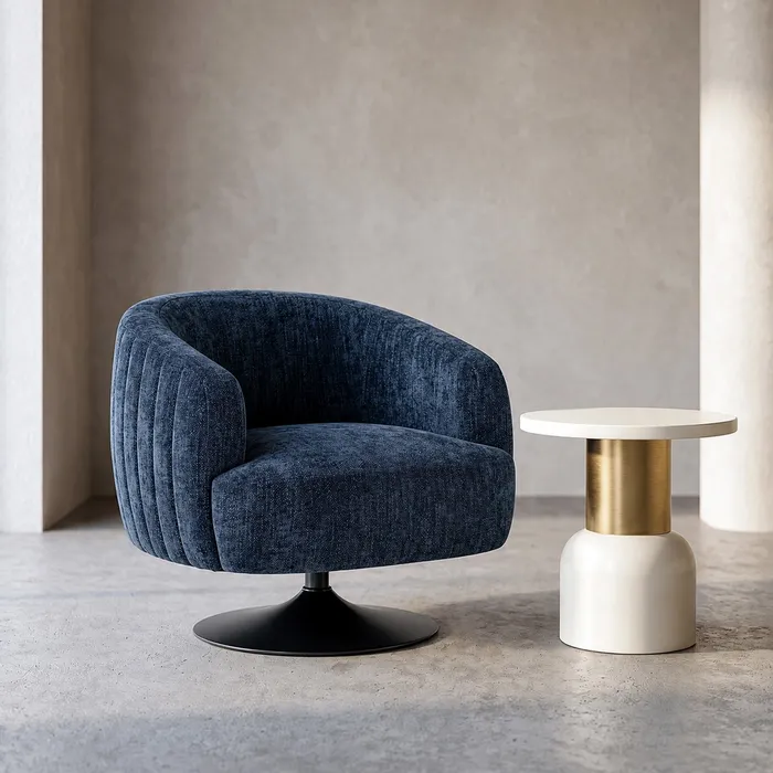 SILLÓN GIRATORIO AZUL TEJIDO-METAL 73 X 80 X 73 CM