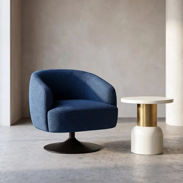 SILLÓN GIRATORIO AZUL TEJIDO-METAL 73 X 80 X 73 CM