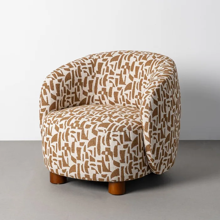 SILLÓN ESTAMPADO CREMA-OCRE TEJIDO-METAL 73 X 82 X 70 CM - Imagen 6