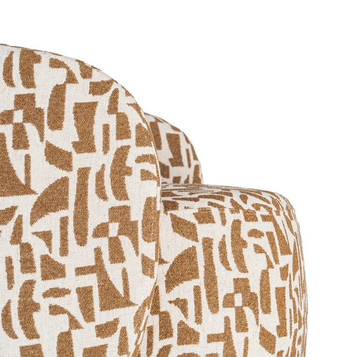SILLÓN ESTAMPADO CREMA-OCRE TEJIDO-METAL 73 X 82 X 70 CM - Imagen 2