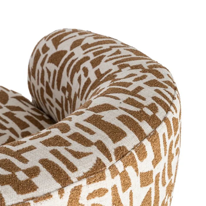 SILLÓN ESTAMPADO CREMA-OCRE TEJIDO-METAL 73 X 82 X 70 CM - Imagen 3