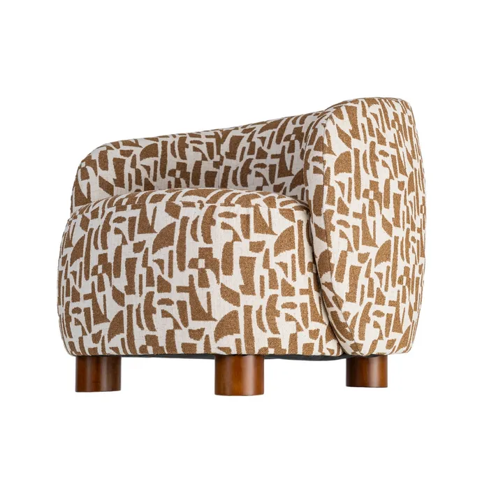 SILLÓN ESTAMPADO CREMA-OCRE TEJIDO-METAL 73 X 82 X 70 CM - Imagen 4