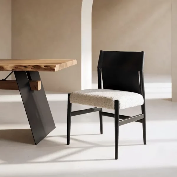 SILLA BLANCO Y NEGRO METAL / TEJIDO 50 X 50 X 81,50 CM