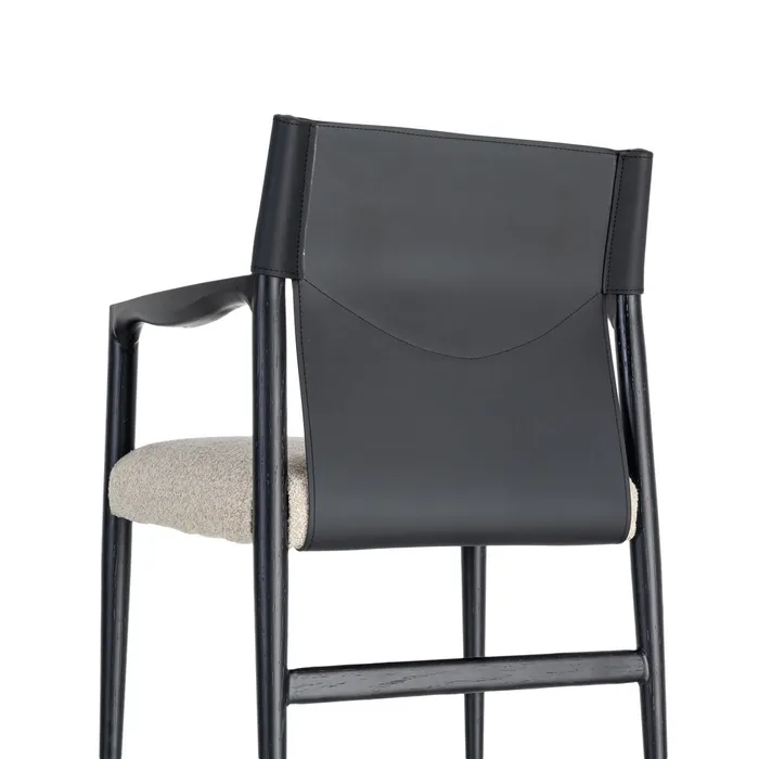 SILLA CON BRAZOS BLANCO Y NEGRO 50 X 50 X 81,50 CM - Imagen 3