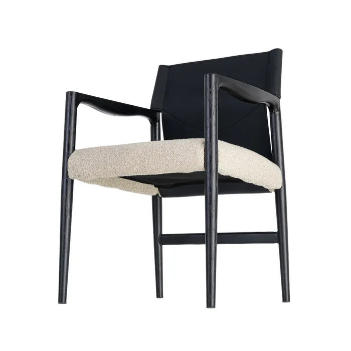 SILLA CON BRAZOS BLANCO Y NEGRO 50 X 50 X 81,50 CM - Imagen 4