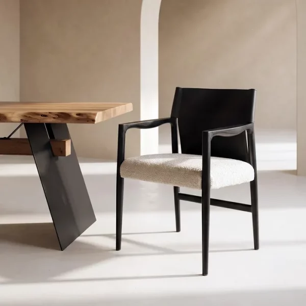 SILLA CON BRAZOS BLANCO Y NEGRO 50 X 50 X 81,50 CM
