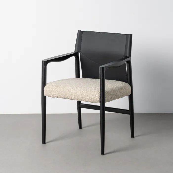 SILLA CON BRAZOS BLANCO Y NEGRO 50 X 50 X 81,50 CM - Imagen 8
