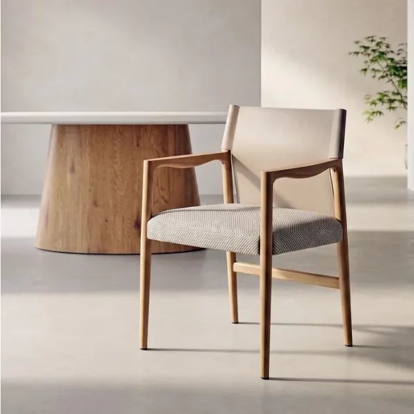SILLA CON BRAZOS NATURAL-BEIGE 50 X 50 X 81,50 CM
