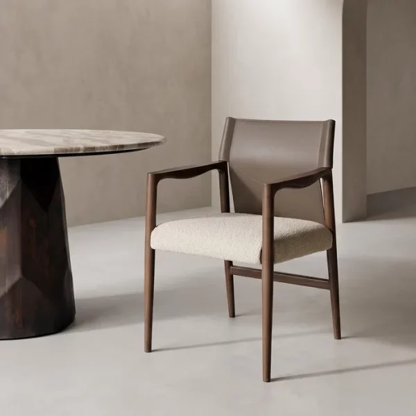 SILLA CON BRAZOS MARRÓN-TAUPE 50 X 50 X 81,50 CM