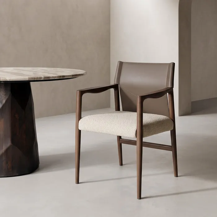 SILLA CON BRAZOS MARRÓN-TAUPE 50 X 50 X 81,50 CM