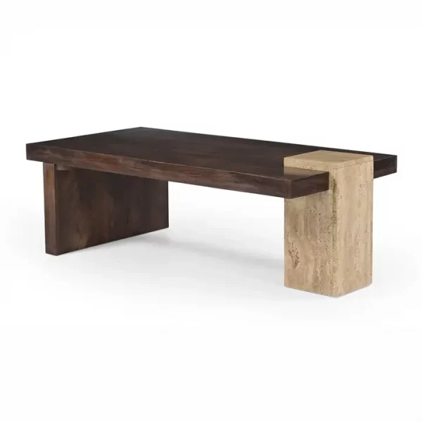 MESA DE CENTRO MINDI MARMOL TRAVERTINO 120x60x35CM