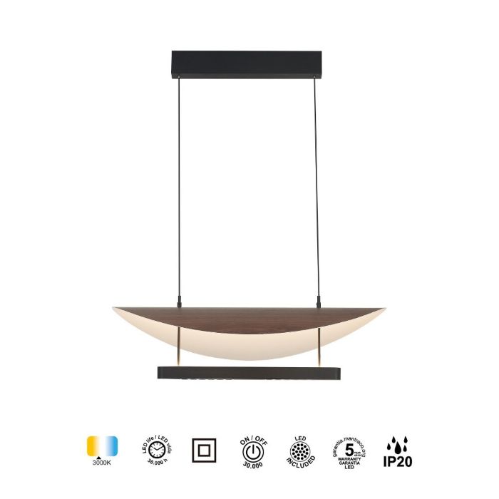 LAMPARA LED ABISAL 28W NEGRO Y MADERA 9657 MANTRA - Imagen 2