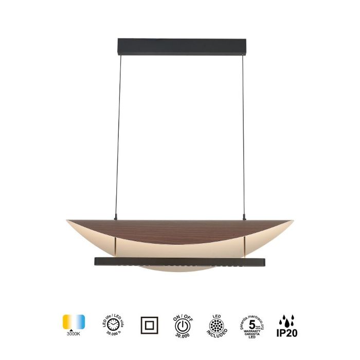 LAMPARA LED ABISAL 40W NEGRO Y MADERA 9656 MANTRA - Imagen 2