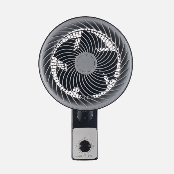 VENTILADOR PARED AEOLUS 75W NEGRO/GRIS 3VEL 5ASPAS 27D ALTA VELOCIDAD FIJO Y ROTATORIO ORIENTABLE 45,5X27X34CM