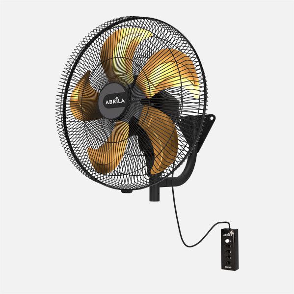 VENTILADOR PARED VELERO 152W NEGRO/ORO 3VEL 5ASPAS 50D REMOTO,ALTA VELOCIDAD FIJO Y ROTATORIO 65X50X60CM