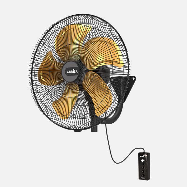 VENTILADOR PARED VELERO 209W NEGRO/ORO 3VEL 5ASPAS 50D REMOTO,ALTA VELOCIDAD FIJO Y ROTATORIO 70X50X60CM