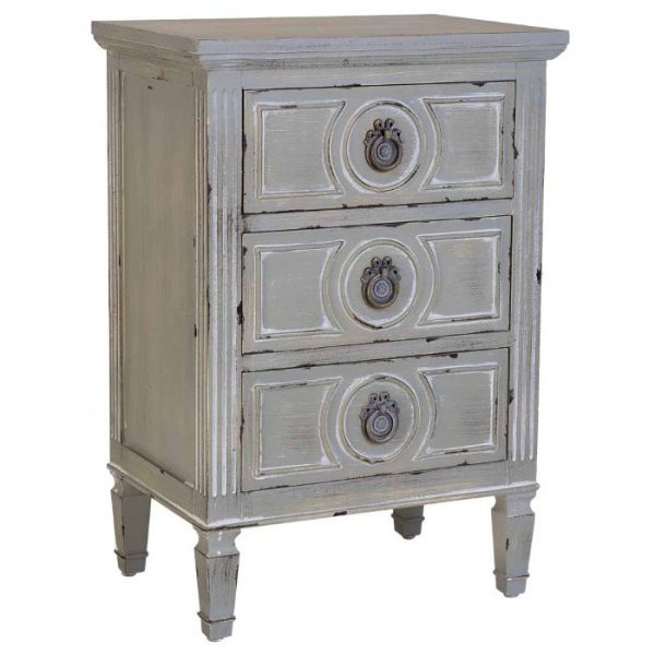 MESITA NOCHE MADERA 3 CAJONES GRIS 46X32,5X67CM