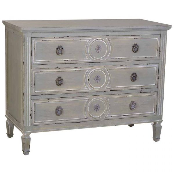 COMODA MADERA 3 CAJONES GRIS 102X46X80CM