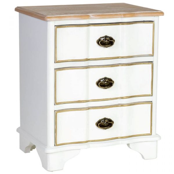 MESITA NOCHE MADERA BLANCA 50X35X60CM