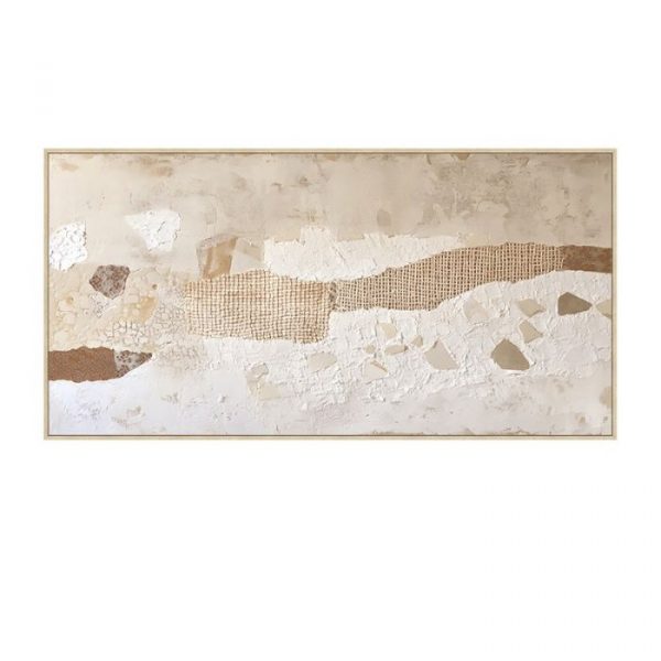 CUADRO LIENZO MARCO MADERA NATURAL 140X70CM ABSTRACTO