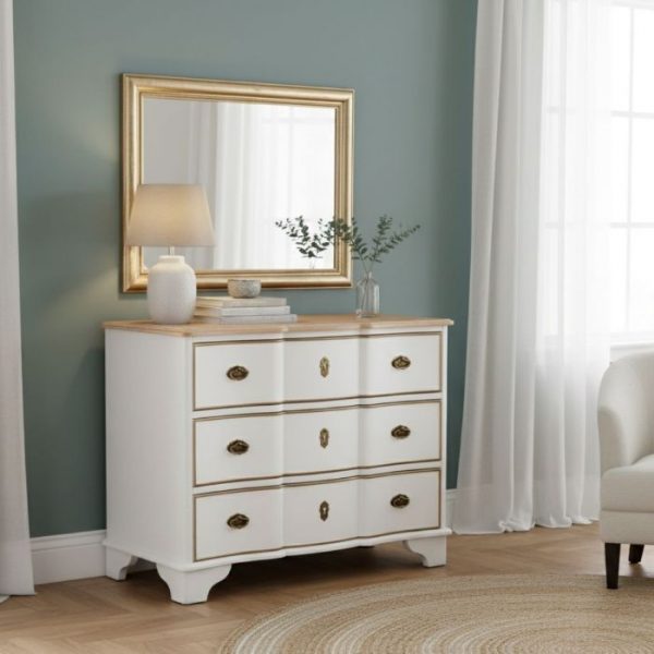 COMODA MADERA BLANCA 3 CAJONES 100X50X80CM