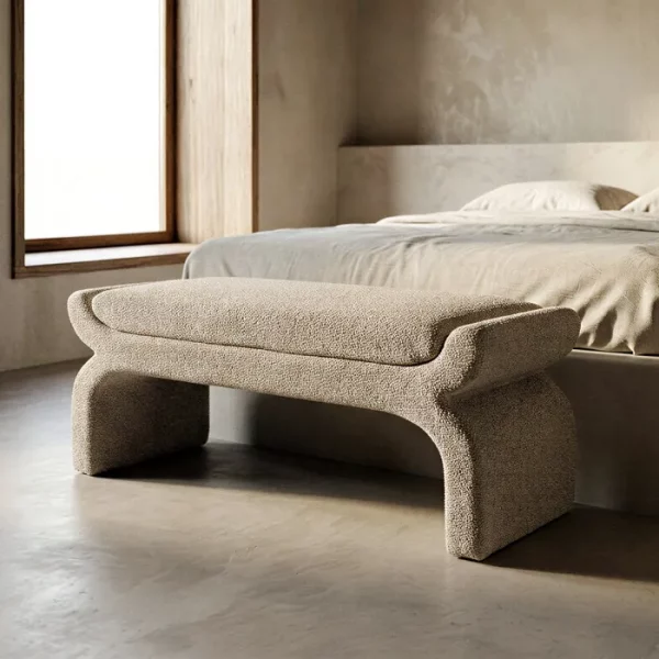 BANQUETA TAPIZADA BEIGE 115 X 43 X 45 CM