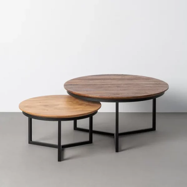 S/2 MESA CENTRO MADERA DE ACACIA 80 X 80 X 40 CM
