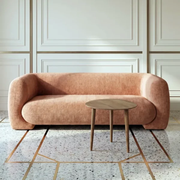 SOFÁ 3 PLAZAS SALMÓN TEJIDO 226 X 94 X 73 CM