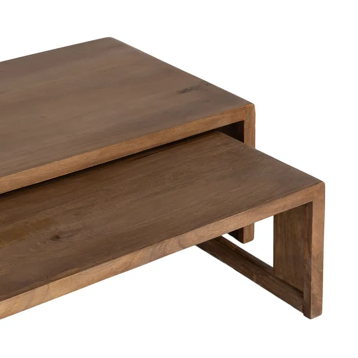 S/2 MESITAS CENTRO MADERA DE MANGO 140 X 70 X 40,50 CM - Imagen 2