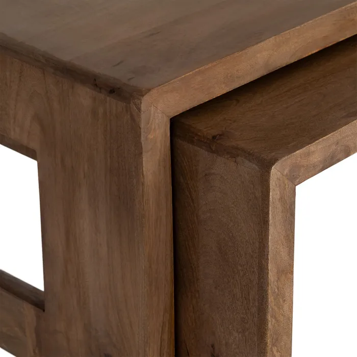 S/2 MESITAS CENTRO MADERA DE MANGO 140 X 70 X 40,50 CM - Imagen 3