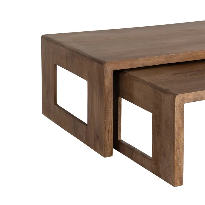 S/2 MESITAS CENTRO MADERA DE MANGO 140 X 70 X 40,50 CM - Imagen 4