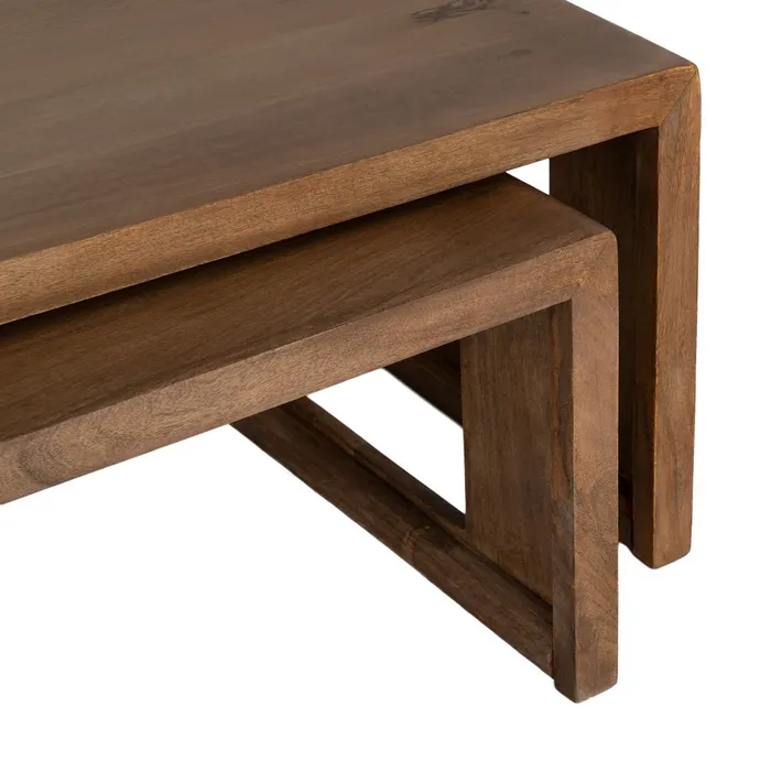 S/2 MESITAS CENTRO MADERA DE MANGO 140 X 70 X 40,50 CM - Imagen 5