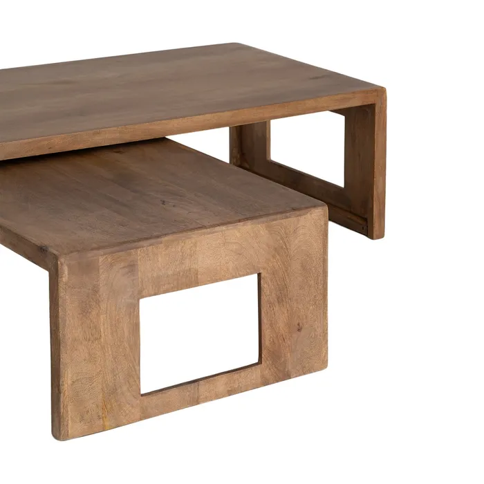 S/2 MESITAS CENTRO MADERA DE MANGO 140 X 70 X 40,50 CM - Imagen 6