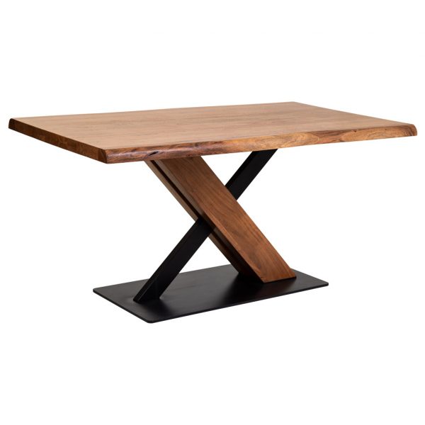 MESA COMEDOR MADERA ACACIA MARRÓN 160X90X76CM