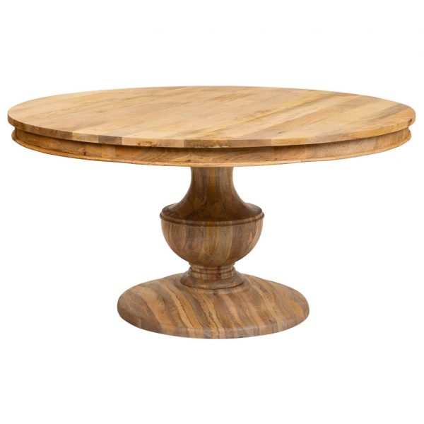MESA COMEDOR MADERA MANGO MARRÓN 150X150X77CM