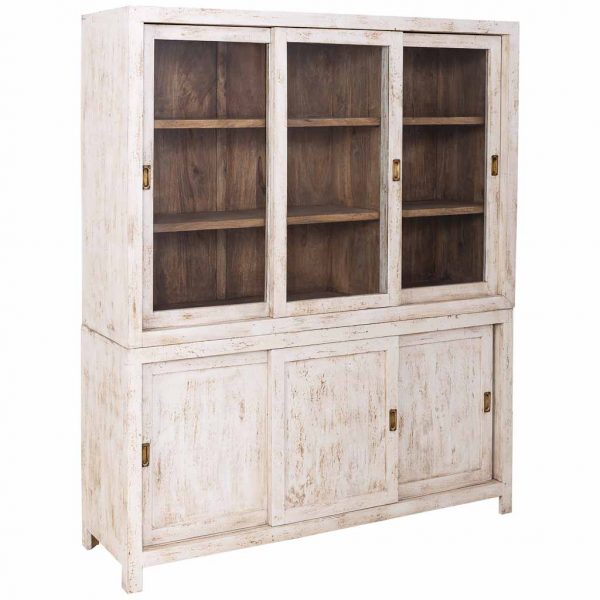 VITRINA MADERA MANGO BLANCA 160X45X190CM