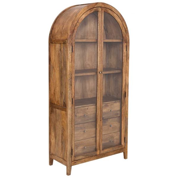 VITRINA MADERA MANGO MARRÓN 90X40X190CM