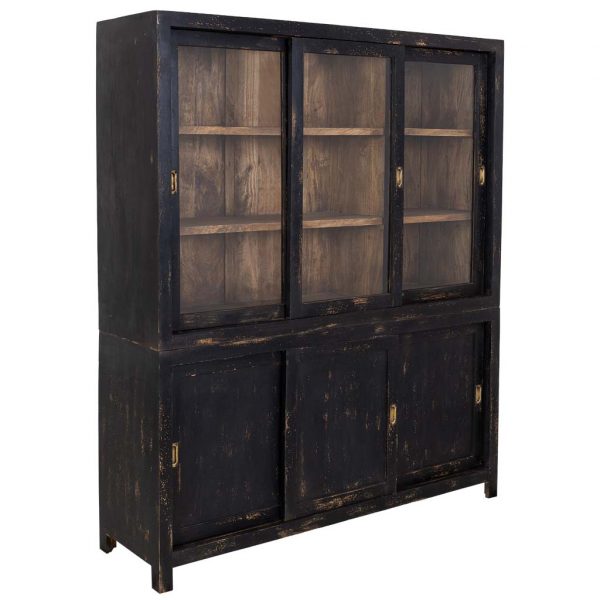 VITRINA MADERA MANGO NEGRA 160X45X190CM