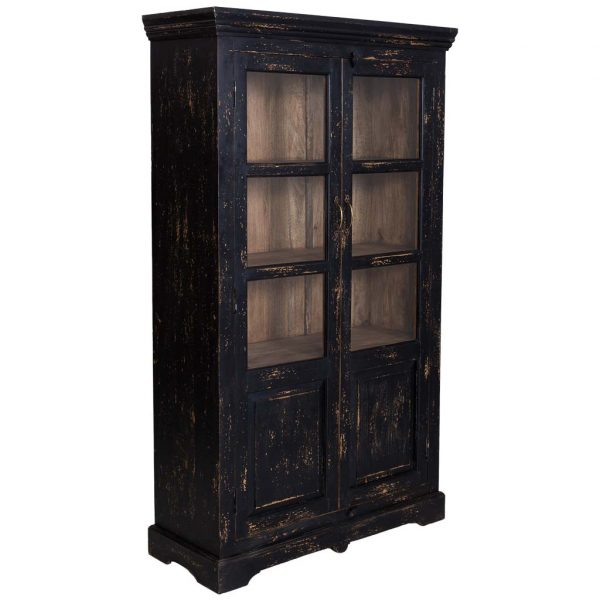 VITRINA MADERA MANGO NEGRA 105X40X180CM