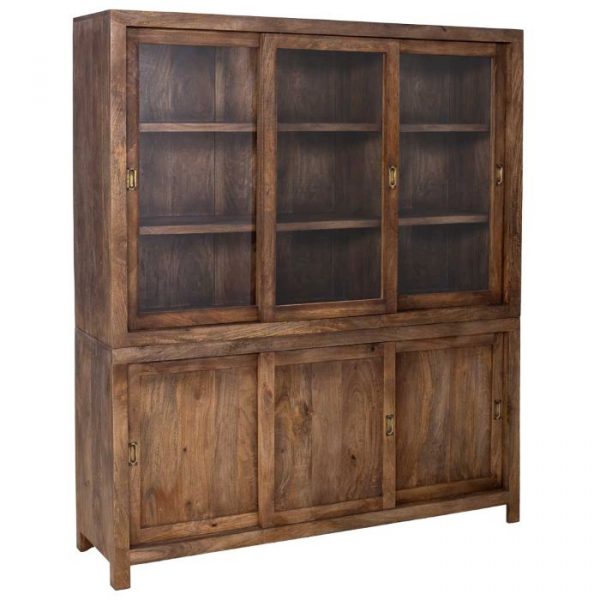 VITRINA MADERA MANGO MARRÓN 160X45X190CM