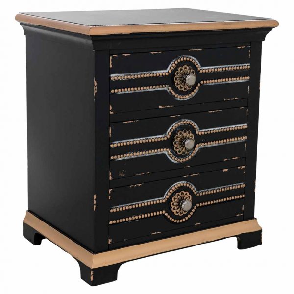 MESITA NOCHE MADERA NEGRA 52X38X59CM
