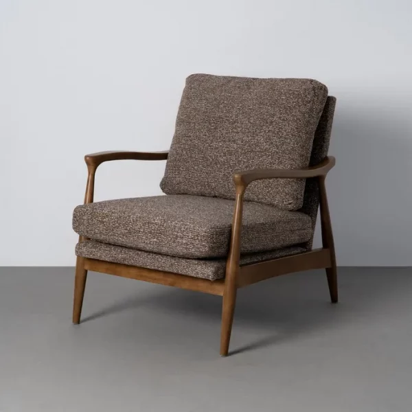 SILLÓN JASPEADO MARRÓN TEJIDO-MADERA 72 X 86,50 X 86 CM