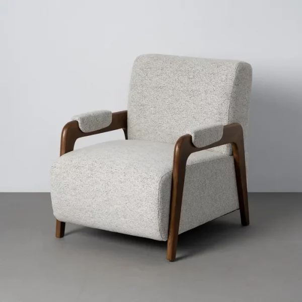 SILLÓN JASPEADO BEIGE TEJIDO-MADERA 70 X 84 X 80 CM