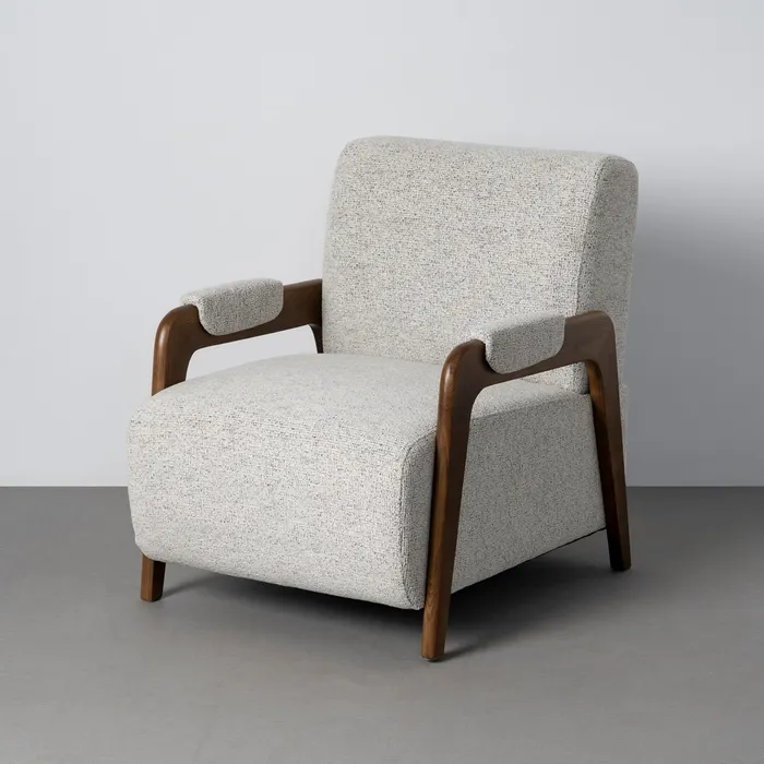 SILLÓN JASPEADO BEIGE TEJIDO-MADERA 70 X 84 X 80 CM