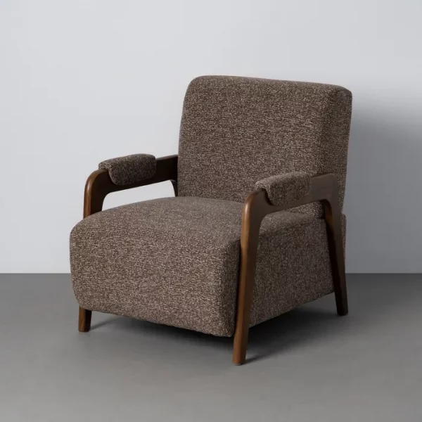 SILLÓN JASPEADO MARRÓN TEJIDO-MADERA 70 X 84 X 80 CM