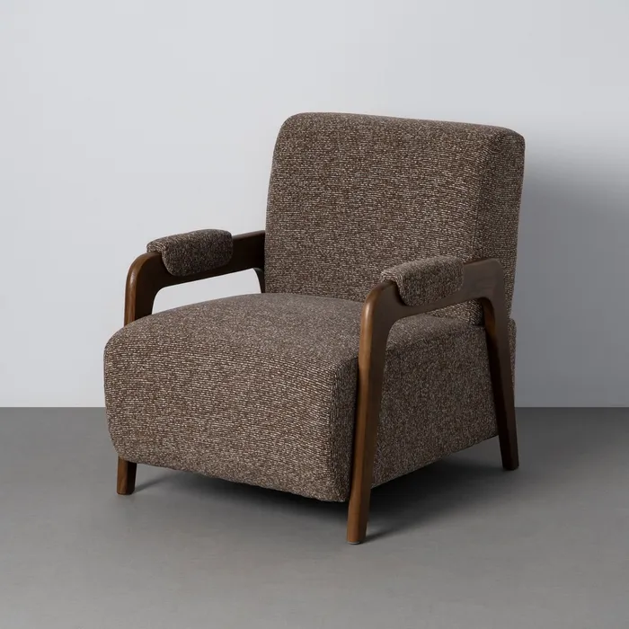 SILLÓN JASPEADO MARRÓN TEJIDO-MADERA 70 X 84 X 80 CM
